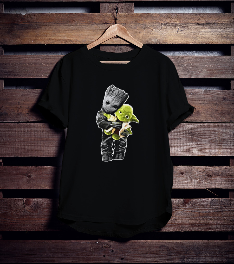 Baby Groot Hugging Baby Yoda Collaboration T-Shirt