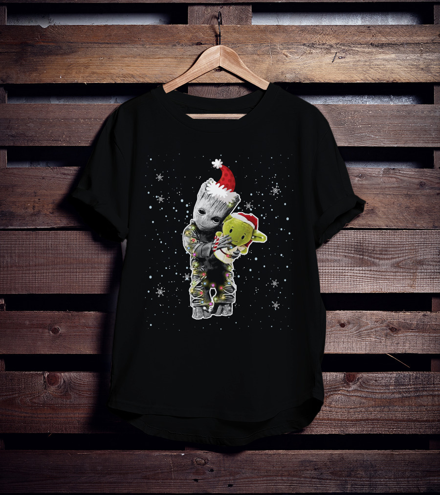 Baby Groot Yoda Holiday Snowflakes T-Shirt