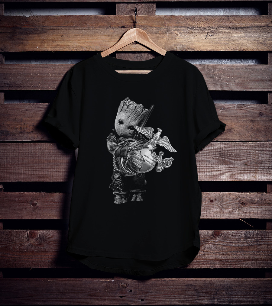 Usmc Eagle Globe Anchor With 45 Guardian Hero Character T-Shirt