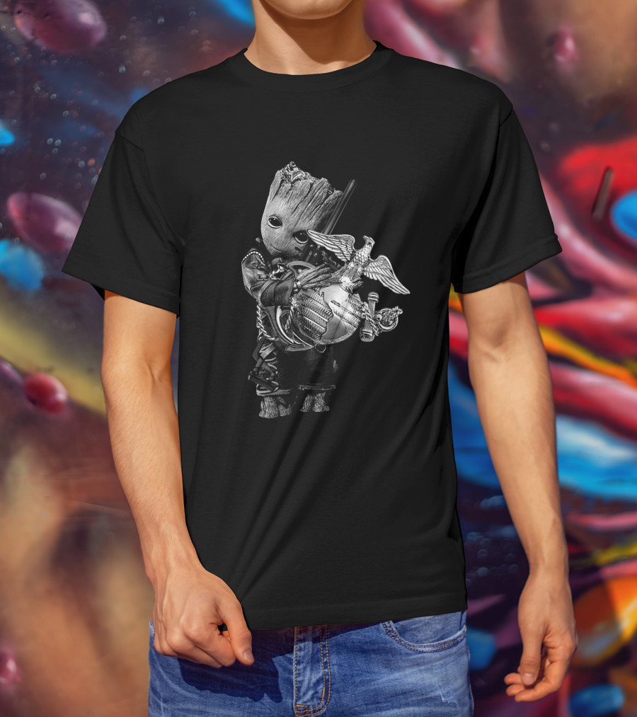 Usmc Eagle Globe Anchor With 45 Guardian Hero Character T-Shirt