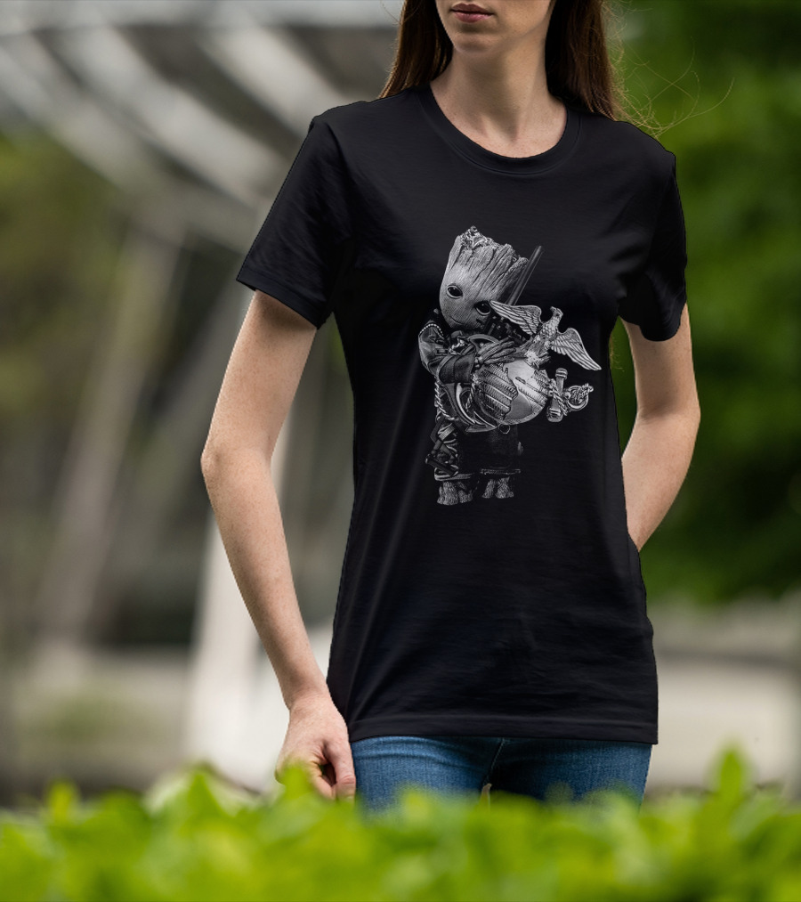 Usmc Eagle Globe Anchor With 45 Guardian Hero Character T-Shirt