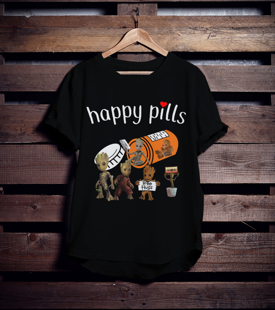 Happy Pills Groot Free Hugs Cassette Planter T-Shirt