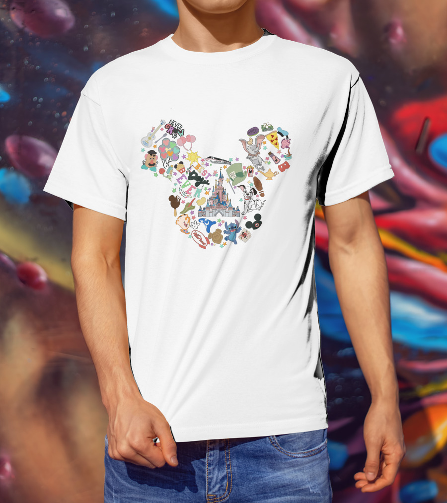 Only Today Never Grow Up Dumbo Disney Castle Stitch Mickey Mouse Ears T-Shirt