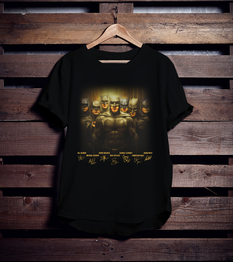 Batma Val Kilmer Michael Keaton David Mazouz Ben Affleck George Clooney Christian Bale Adam West T-Shirt