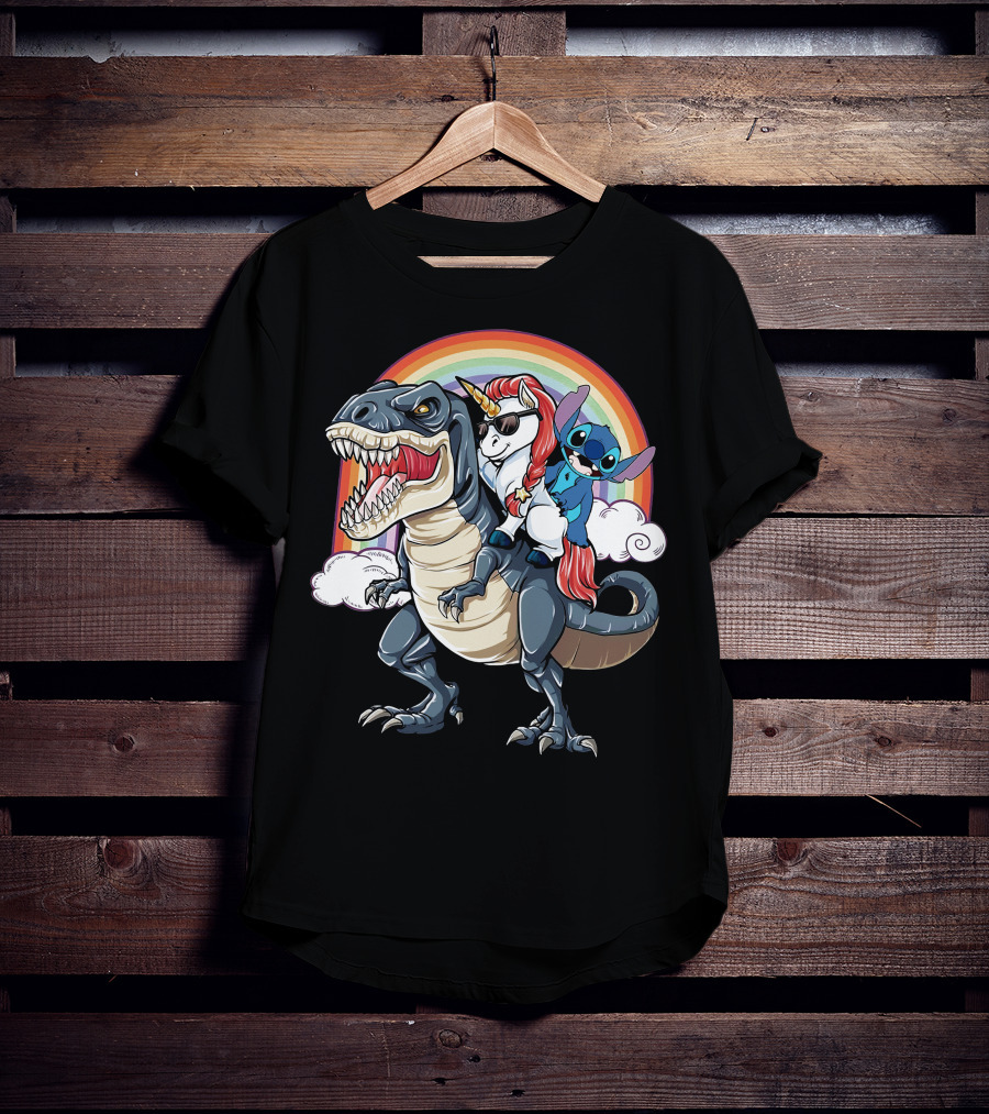Stitch Riding T-Rex Unicorn T-Shirt