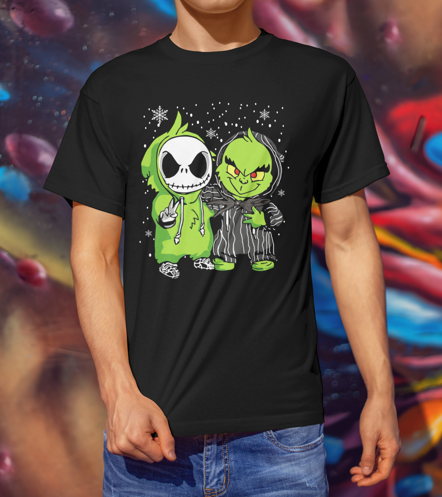 Grinch And Jack Snowy Night Characters T-Shirt
