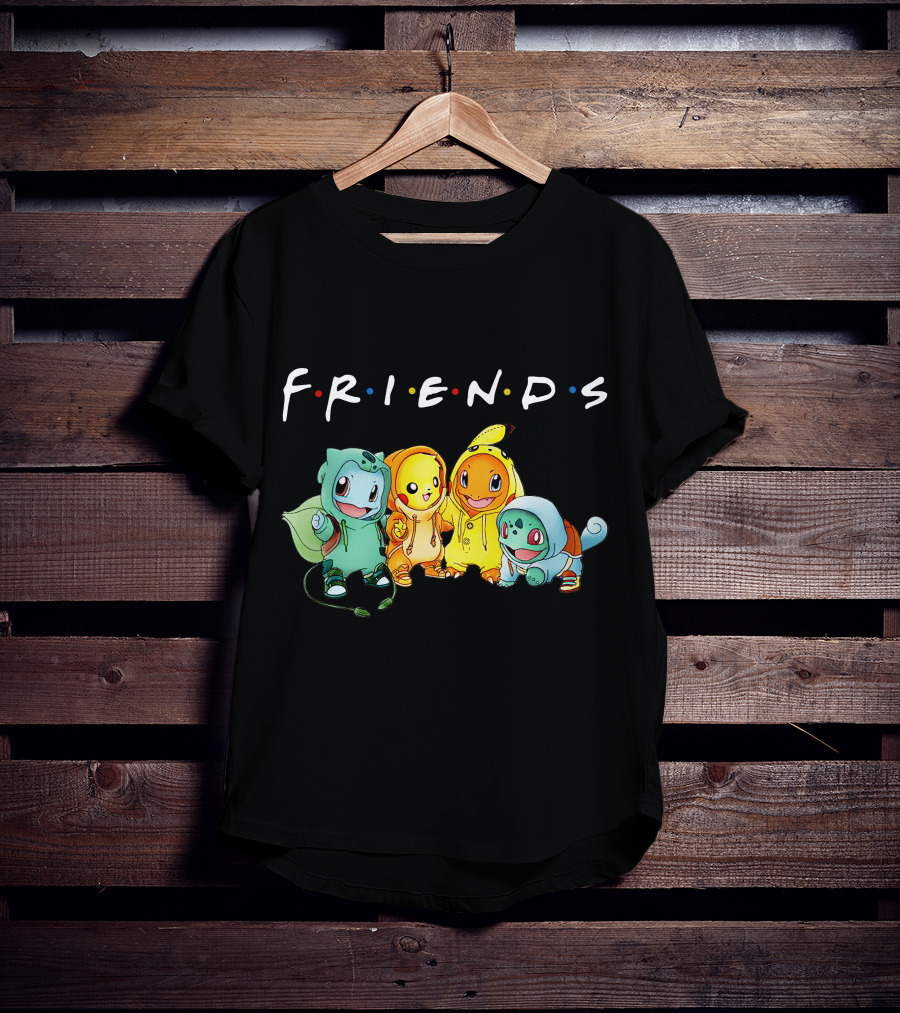 FRIENDS Pikachu ZN443 Bulbasaur Charmander Squirtle T-Shirt