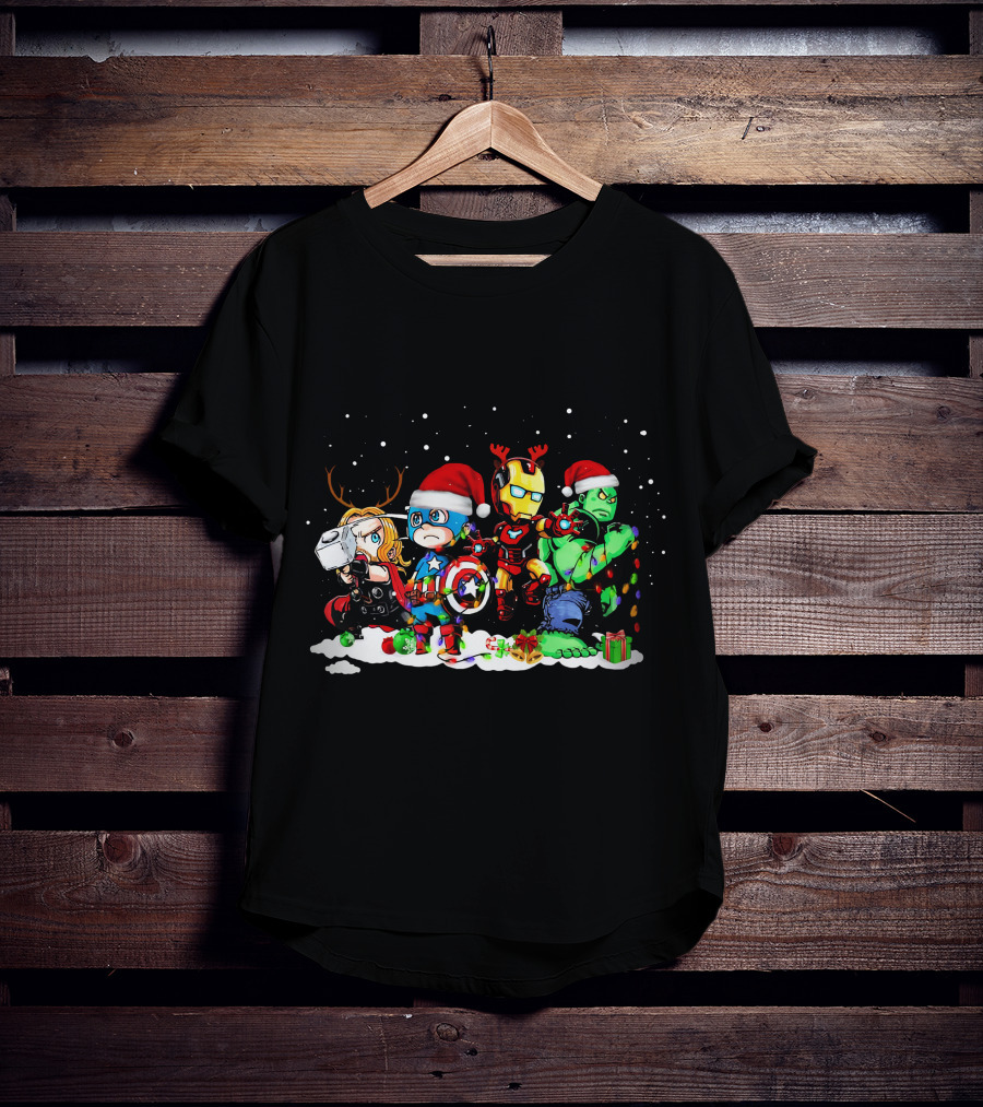 Captain America Iron Man Thor Hulk Christmas ZN913 T-Shirt