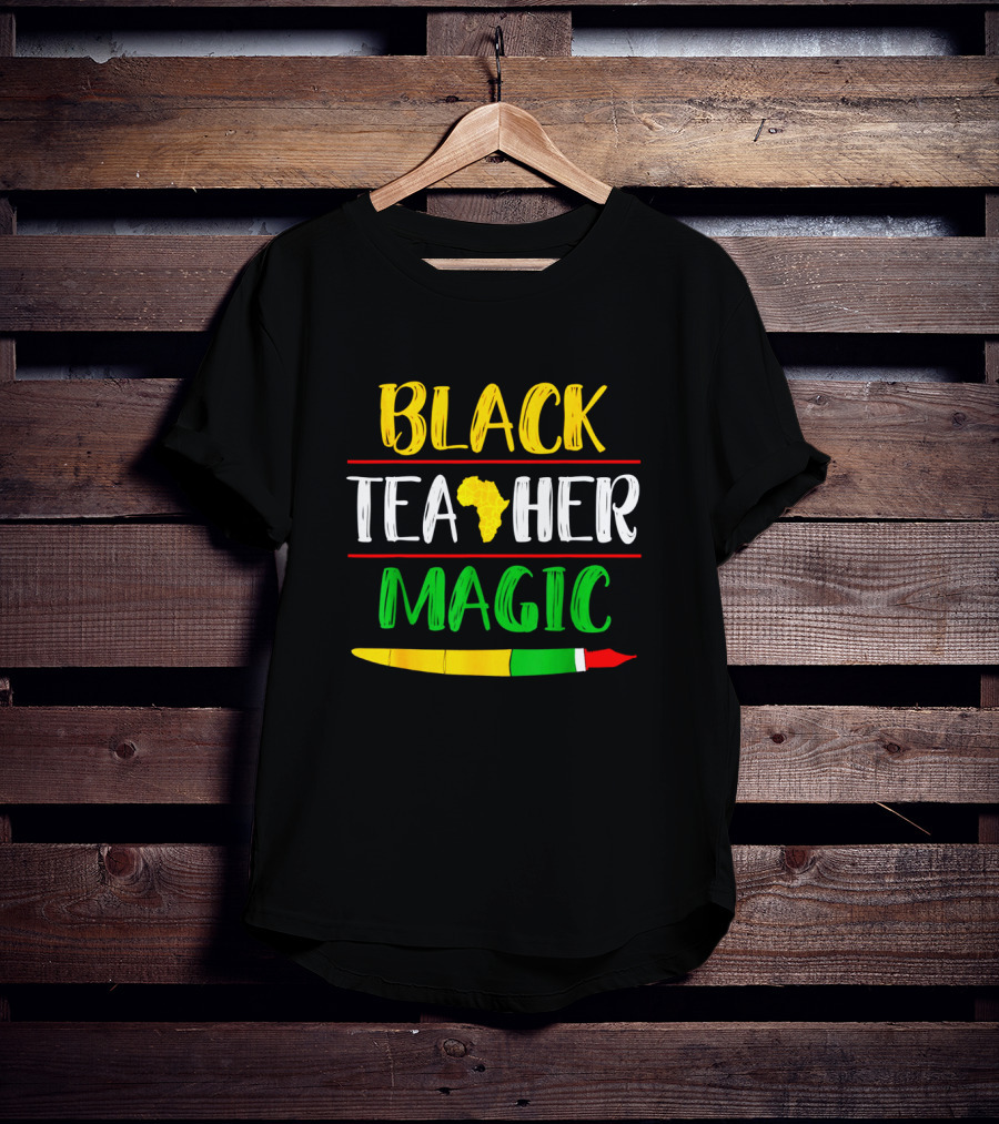 Black Teacher Magic Africa Heart Black History Month T-Shirt