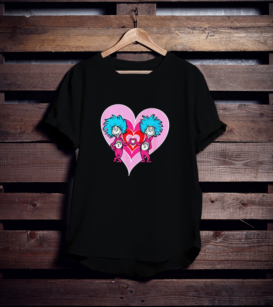Dr Seuss Thing 1 Thing 2 Heart Love Valentine's Day T-Shirt