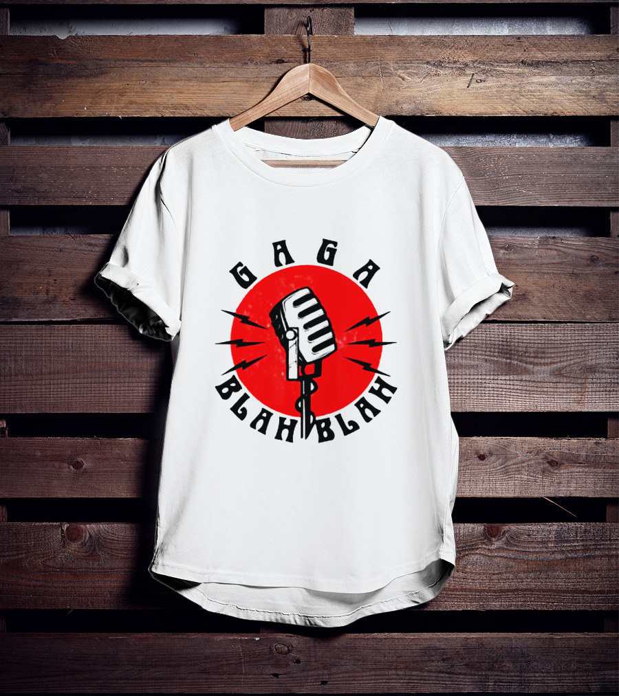 Gaga Blah Blah Vintage Microphone Red Circle Lightning T-Shirt