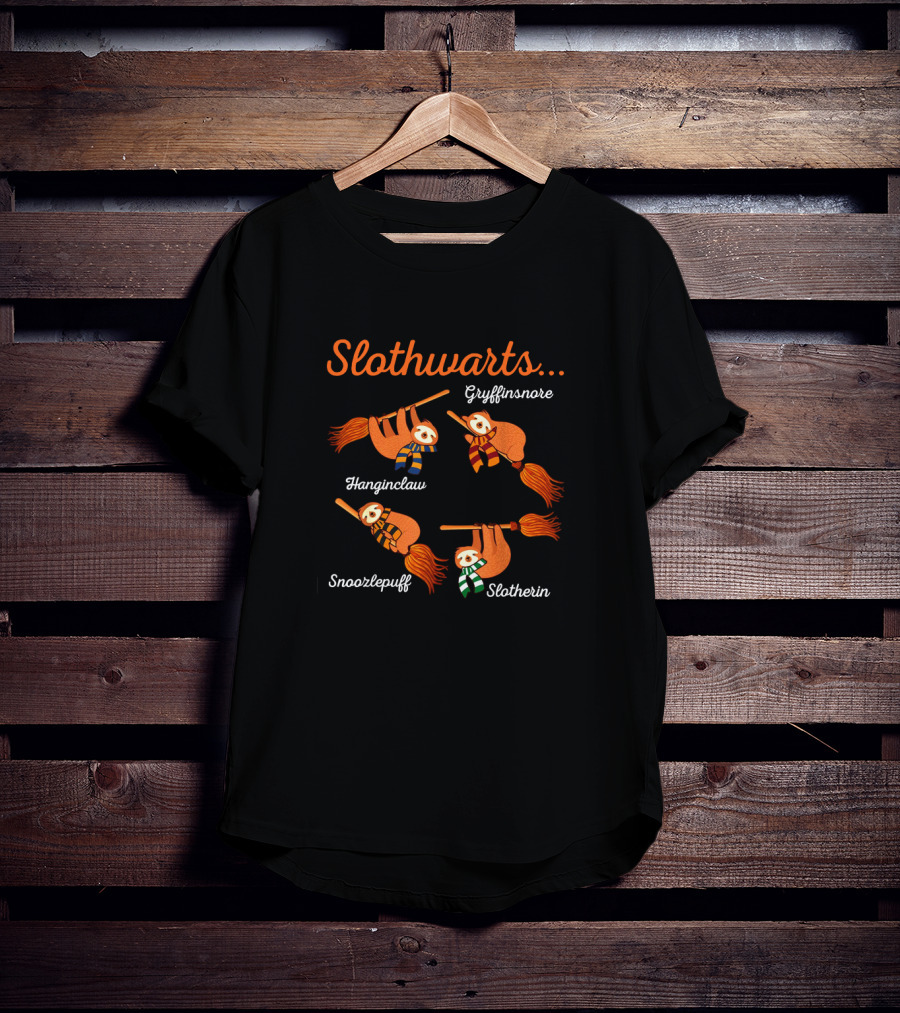 Slothwarts Gryffinsnore Hanginclaw Snoozlepuff Slotherin Broomstick Rides T-Shirt