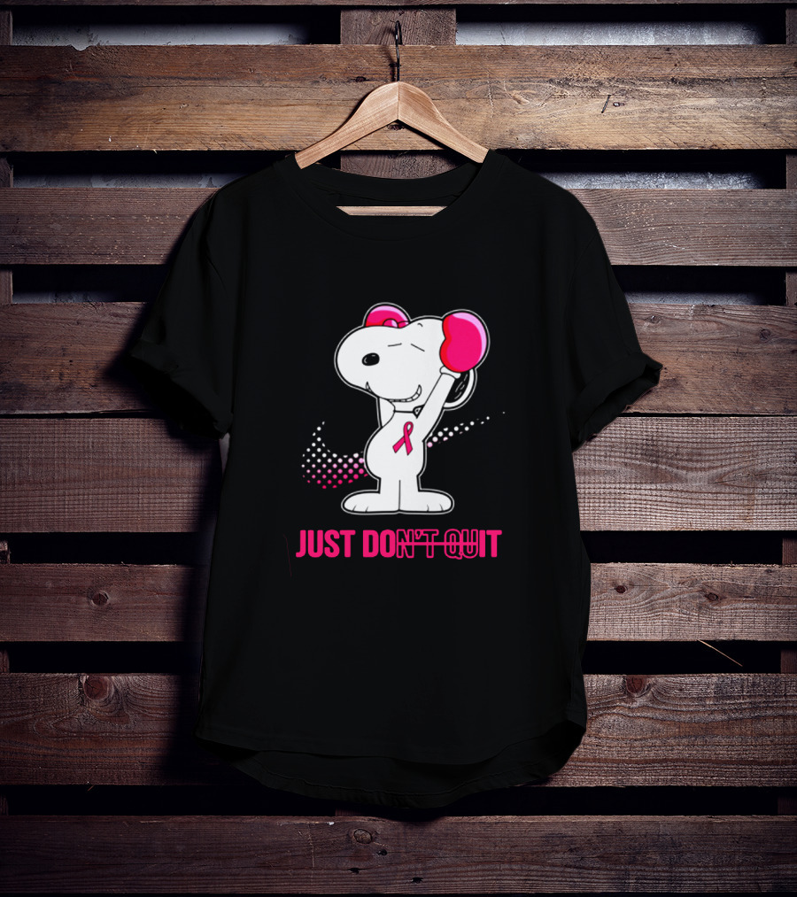Just Don’t Quit Snoopy Pink Ribbon Boxing Breast Awareness T-Shirt
