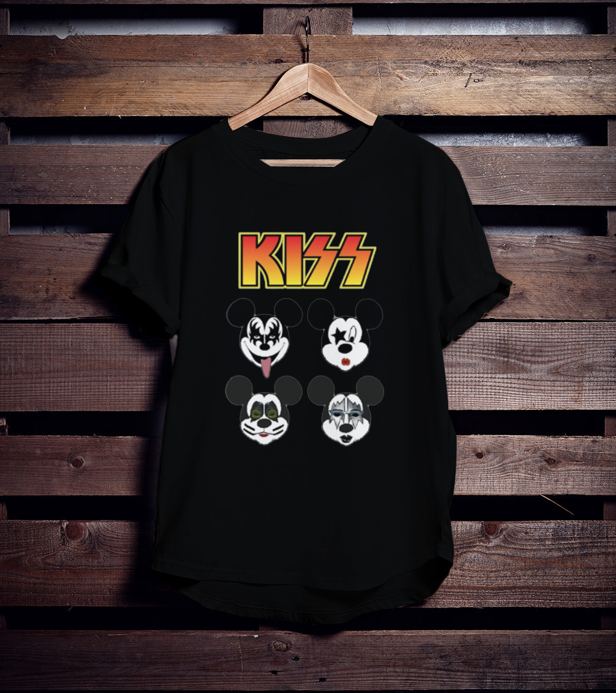 Kiss Mickey Mouse Parody With Iconic Rock Band Makeup Styles T-Shirt