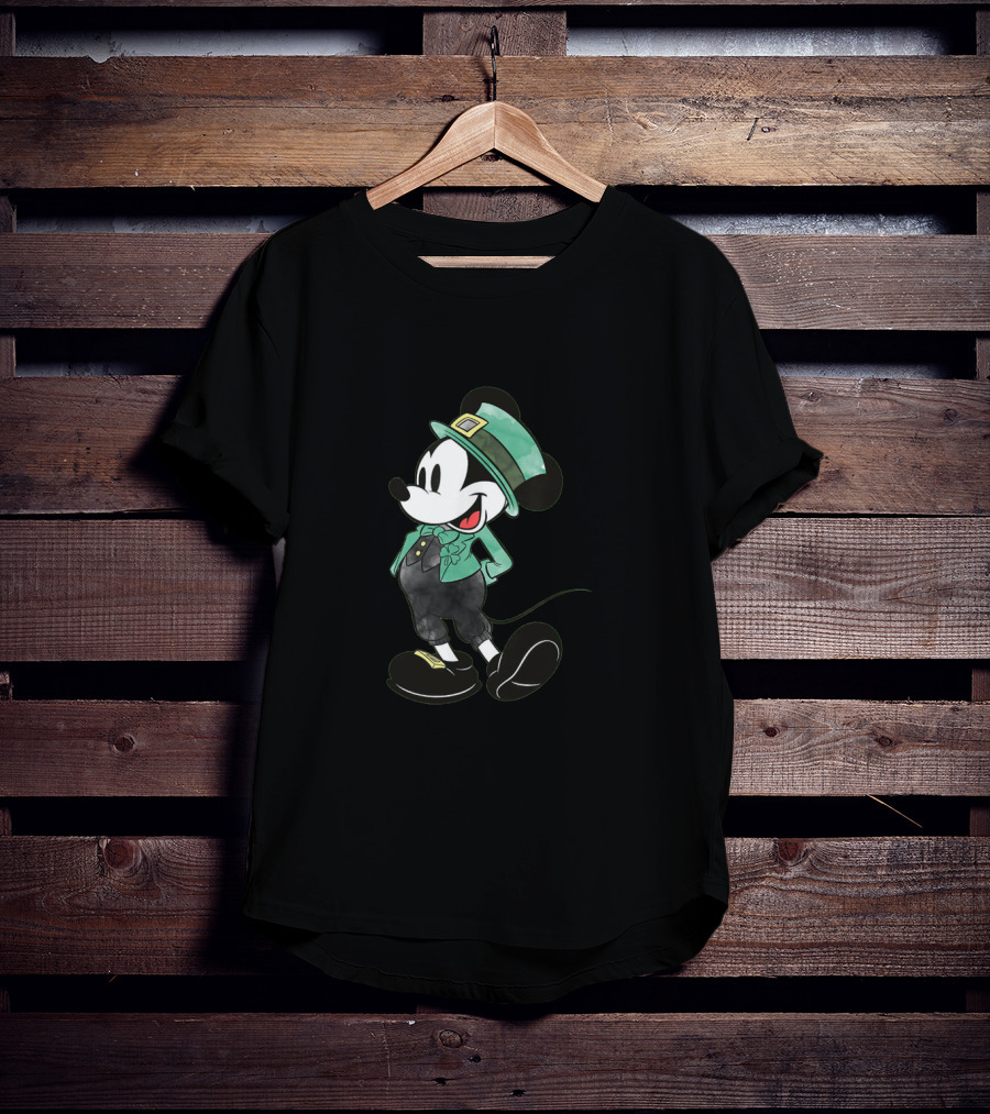 Mickey Mouse Leprechaun Hat And Irish T-Shirt