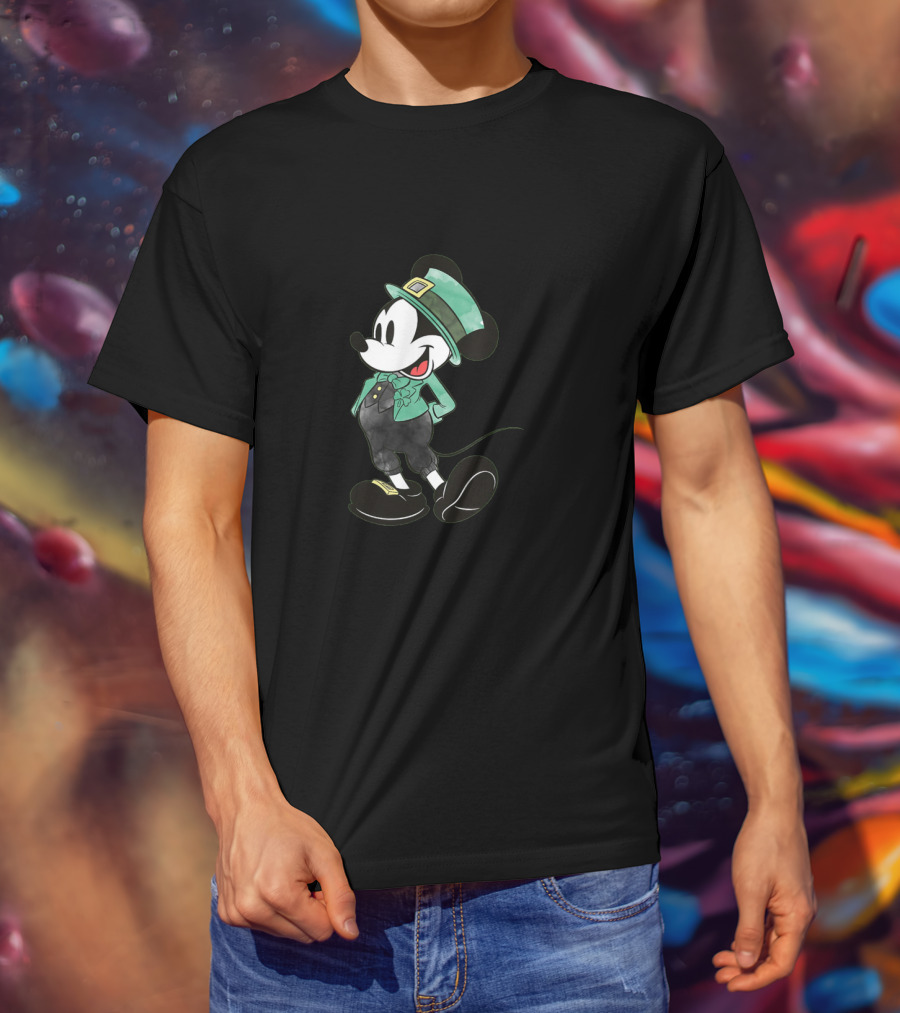 Mickey Mouse Leprechaun Hat And Irish T-Shirt