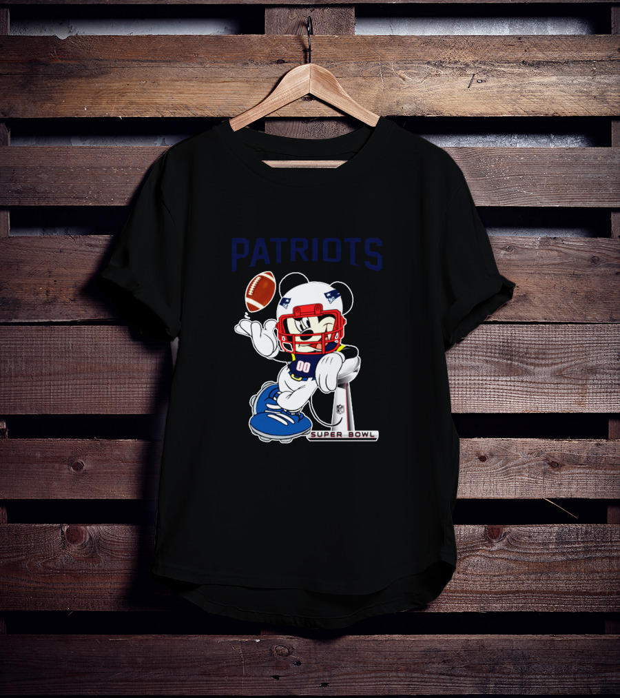Patriots Super Bowl Mickey Mouse Nfl Football T-Shirt