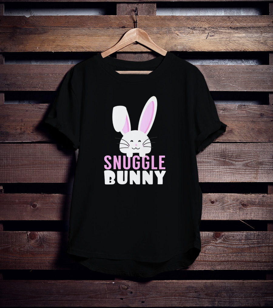 Snuggle Bunny Rabbit Cute Pink Eared Cartoon T-Shirt