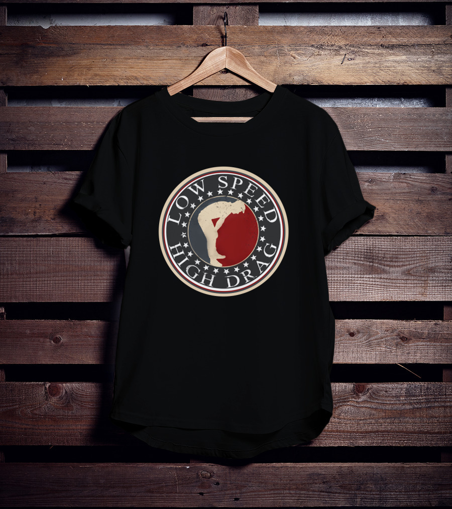 Low Speed High Drag Bending Figure Emblem With Stars And Red Blue Circle T-Shirt