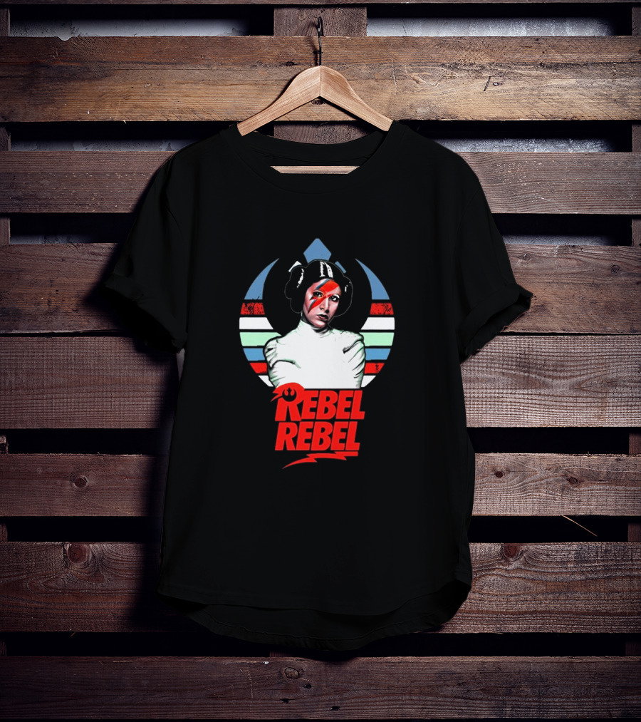 Rebel Rebel Star Wars Princess Leia With Ziggy Stardust Face Paint T-Shirt