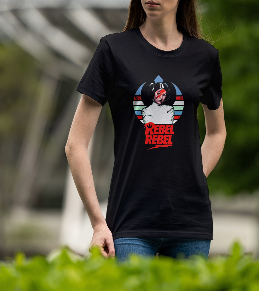 Rebel Rebel Star Wars Princess Leia With Ziggy Stardust Face Paint T-Shirt