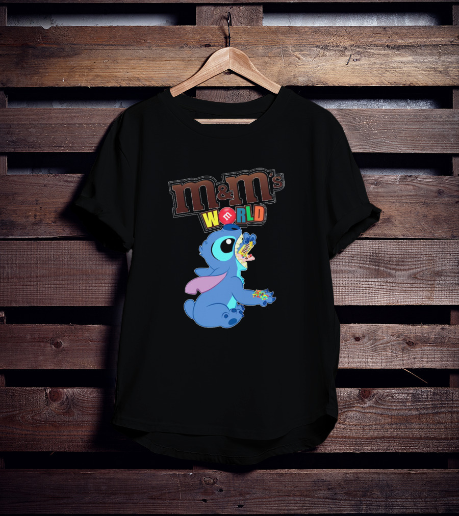 Stitch Enjoying M&M's World Snack With M&M's T-Shirt