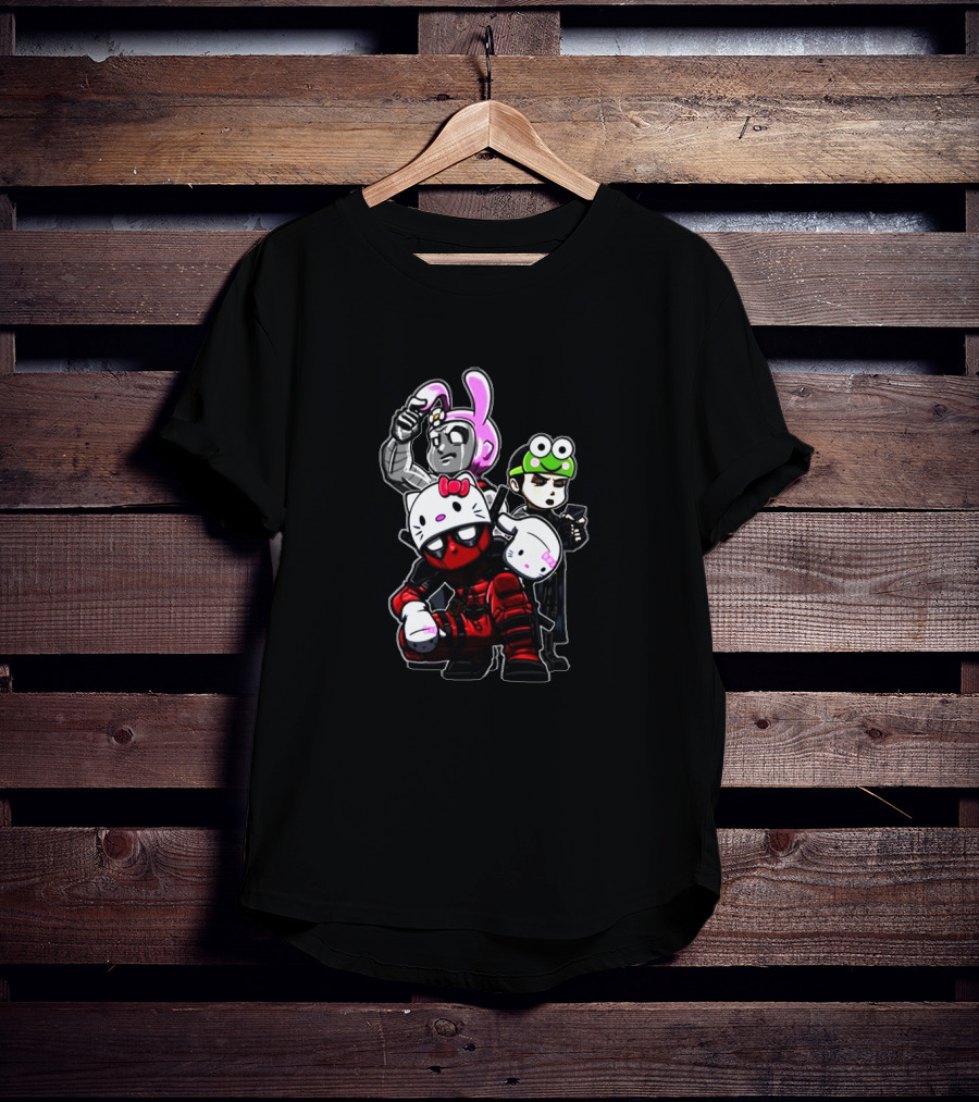 Team Hello Kitty Deadpool Anime Cosplay Collaboration Characters T-Shirt
