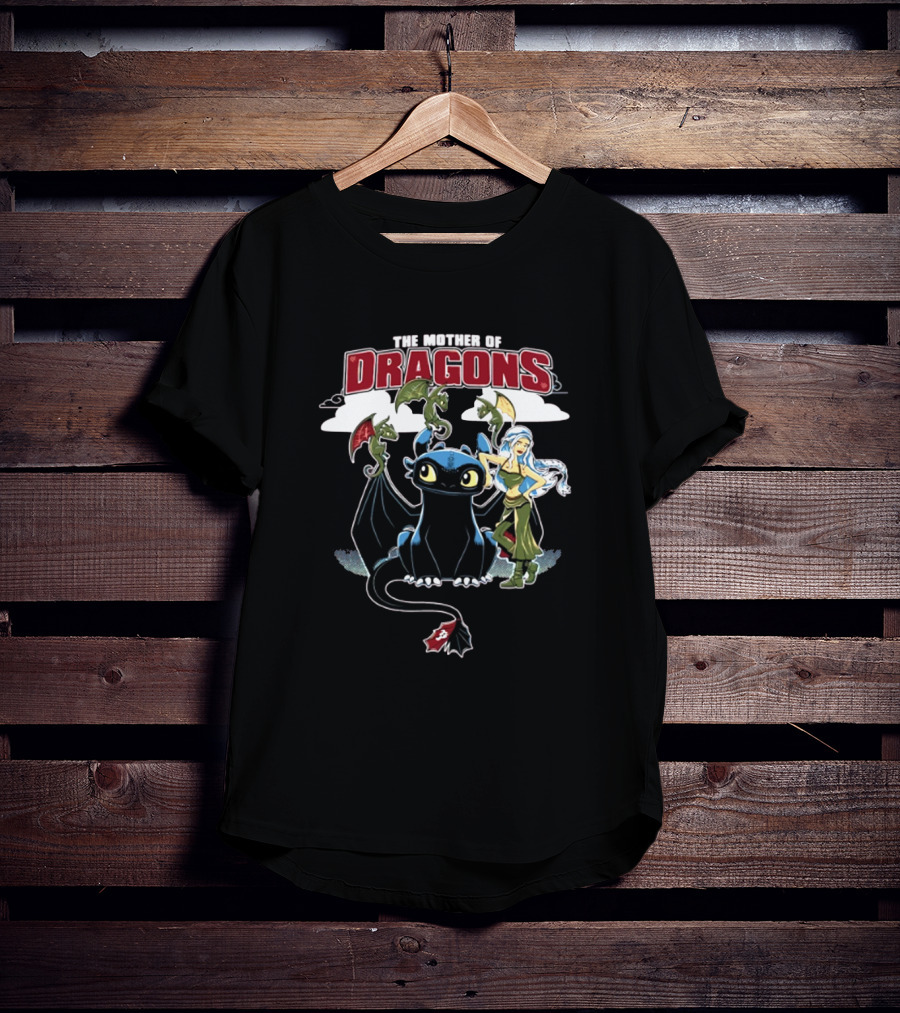 The Mother Of Dragons Cute Cartoon Mashup With Night Fury And Baby Dragons T-Shirt