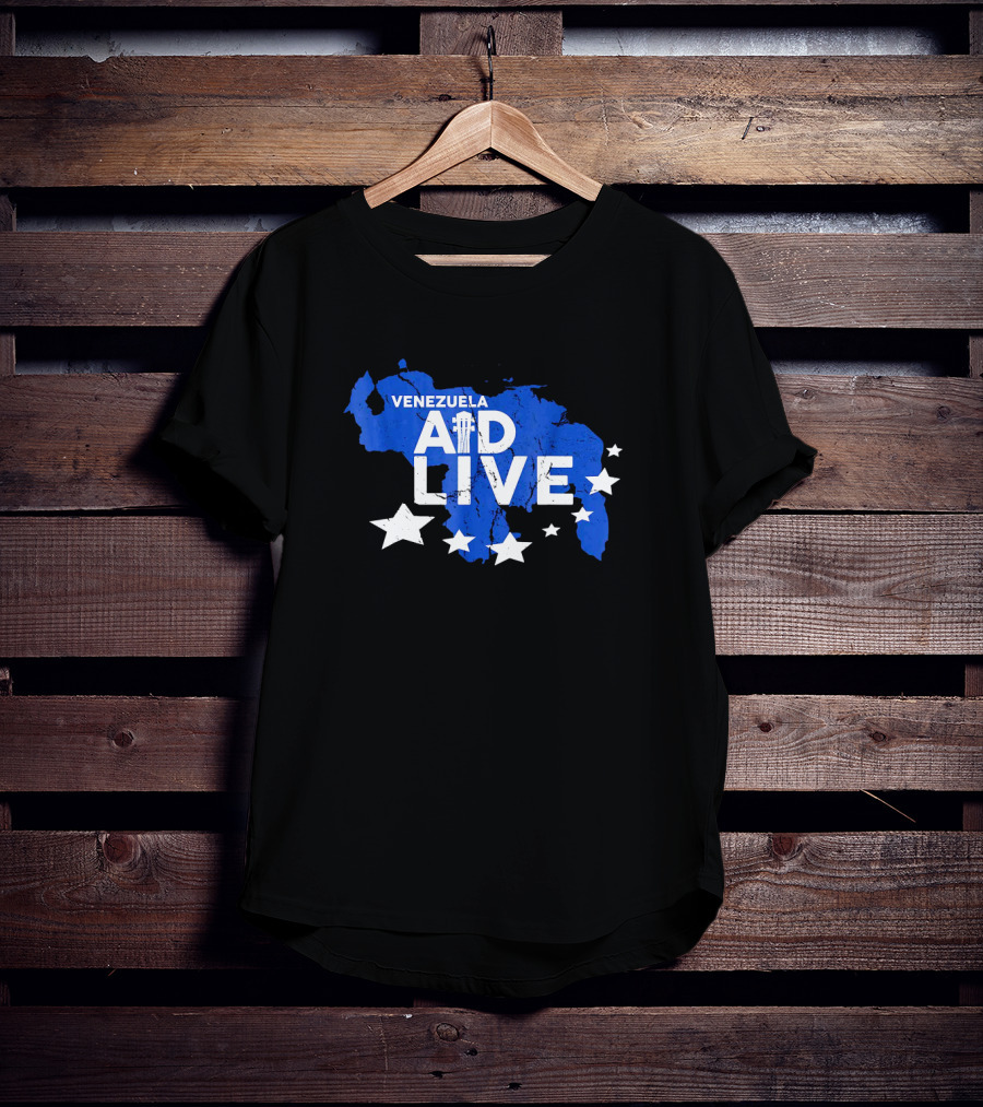 Venezuela Aid Live Blue Map And Stars T-Shirt