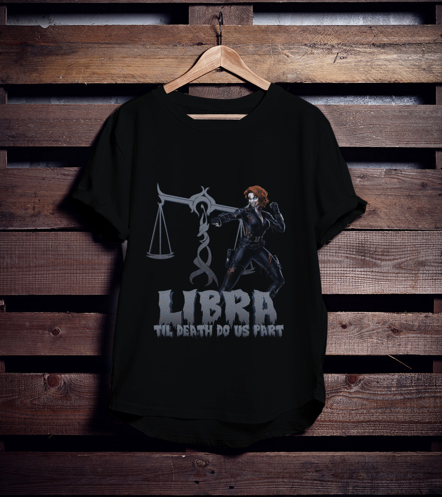 Black Widow Libra Til Death Do Us Part Marvel Fans Scales T-Shirt
