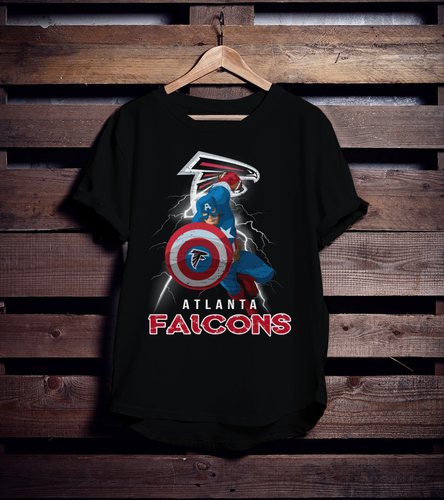 Atlanta Falcons Captain America Nfl Shield Lightning T-Shirt