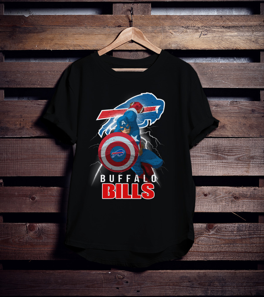 Captain America Buffalo Bills Nfl Superhero Collaboration T-Shirt