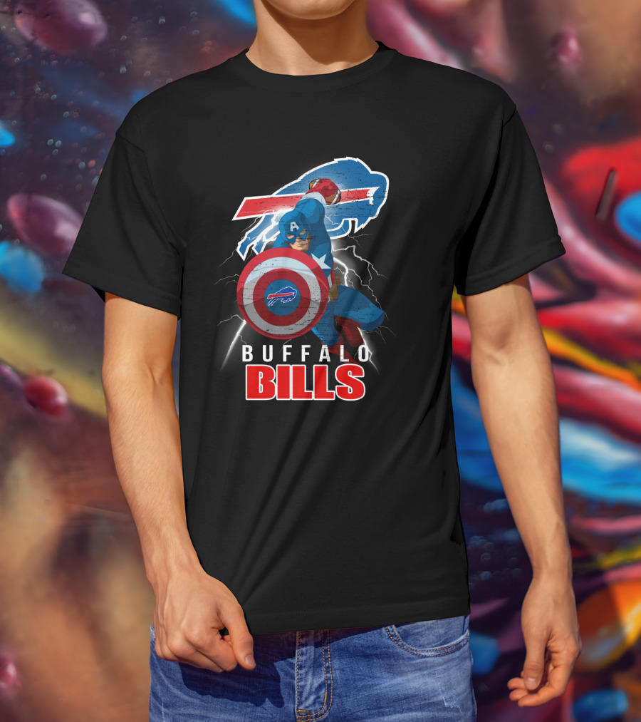 Captain America Buffalo Bills Nfl Superhero Collaboration T-Shirt