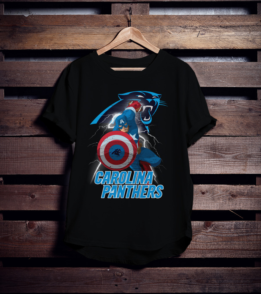 Carolina Panthers Captain America Nfl Crossover T-Shirt