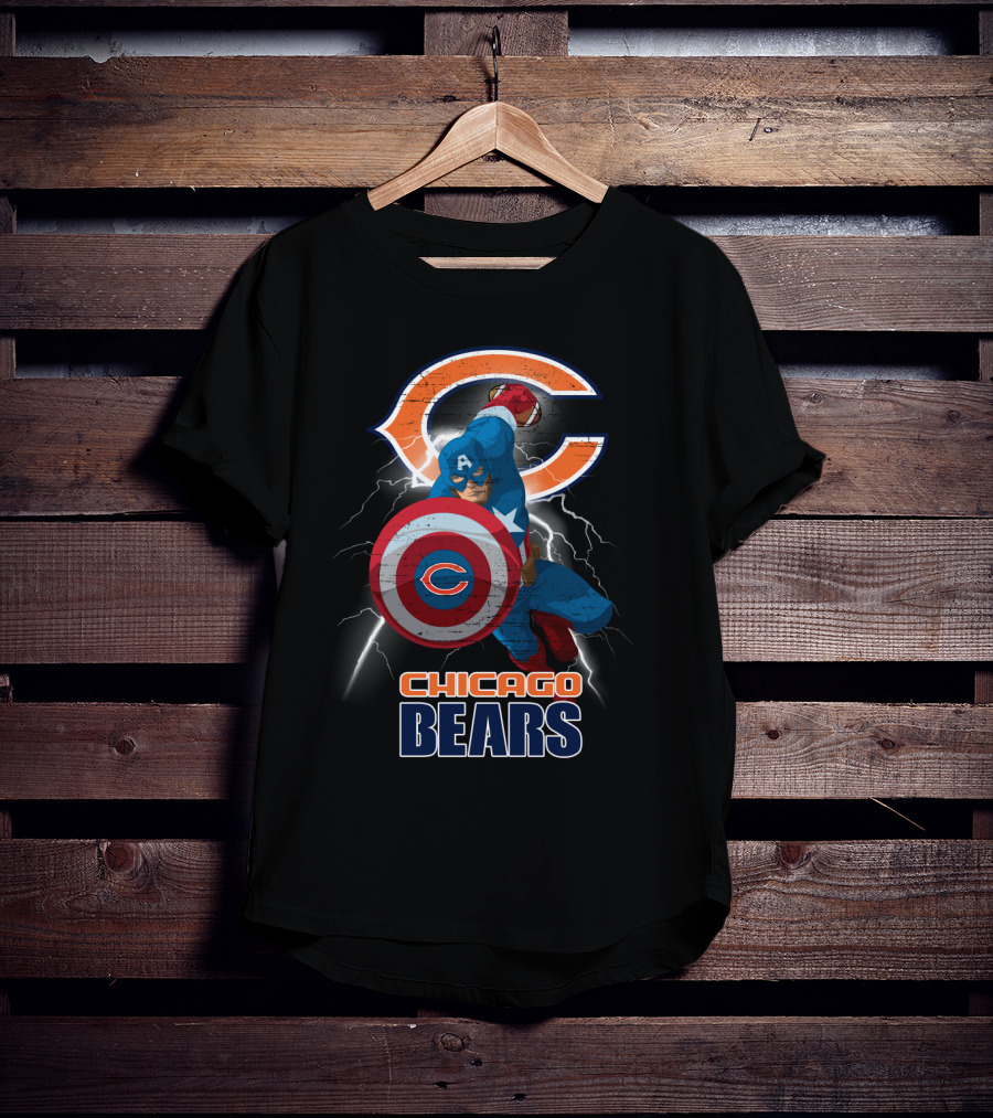 Captain America Chicago Bears Nfl Superhero Fan T-Shirt