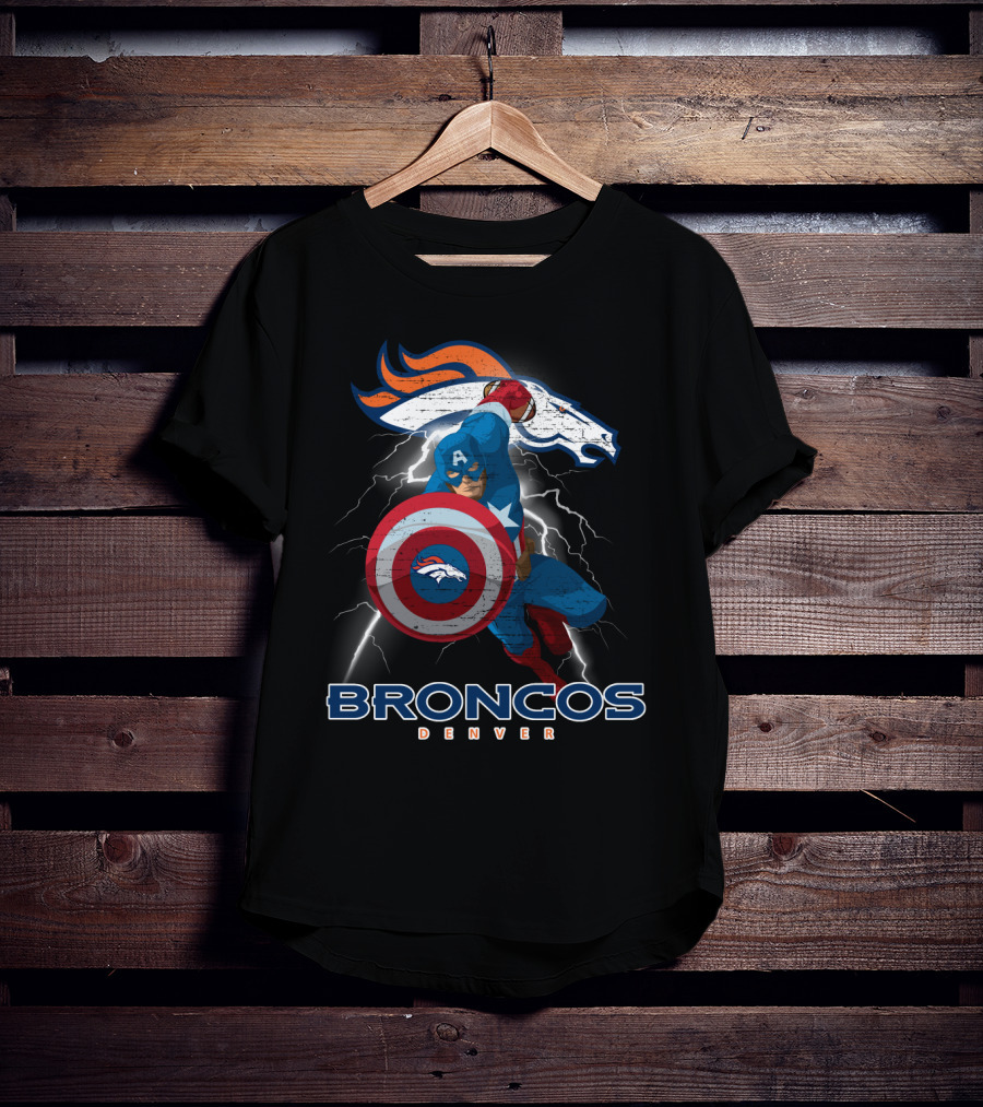 Broncos Denver Captain America Shield Nfl Crossover T-Shirt