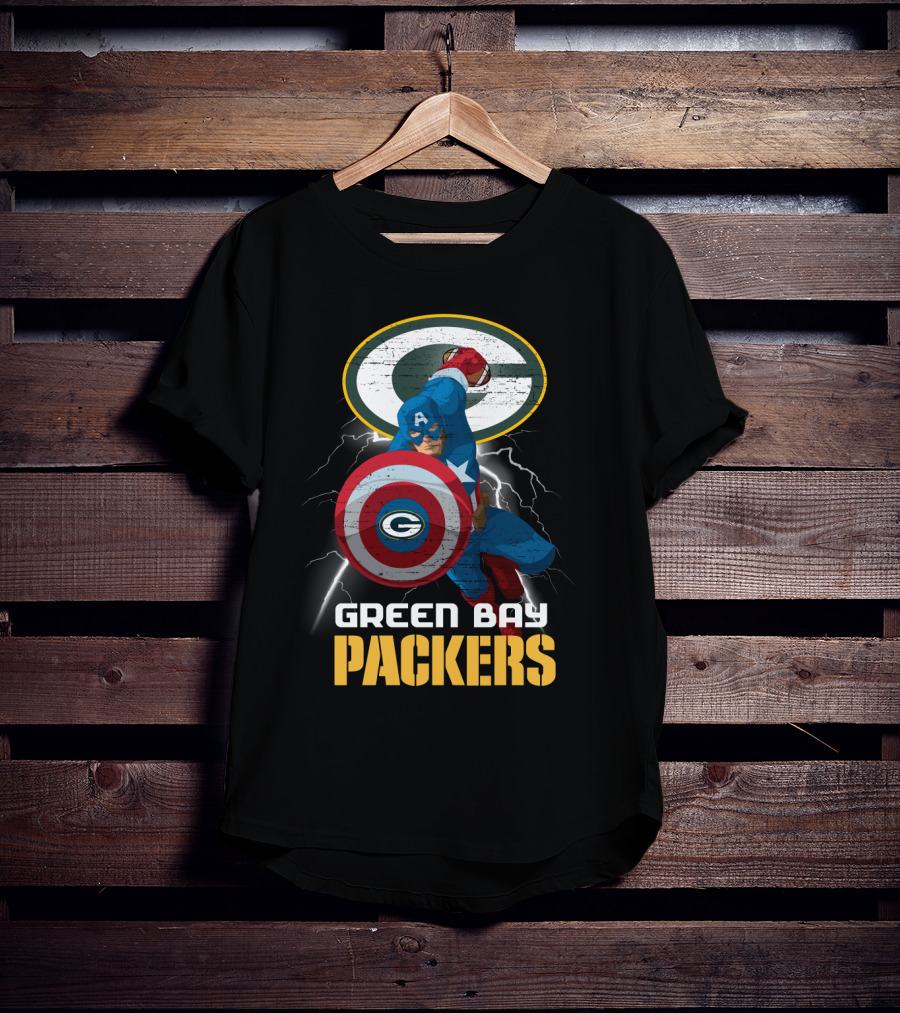 Green Bay Packers Captain America Shield Nfl Crossover T-Shirt