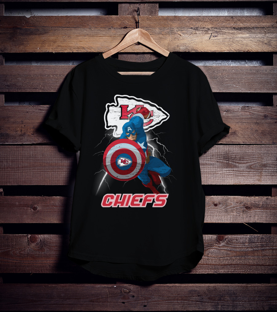 Kansas City Chiefs Captain America Nfl Crossover T-Shirt