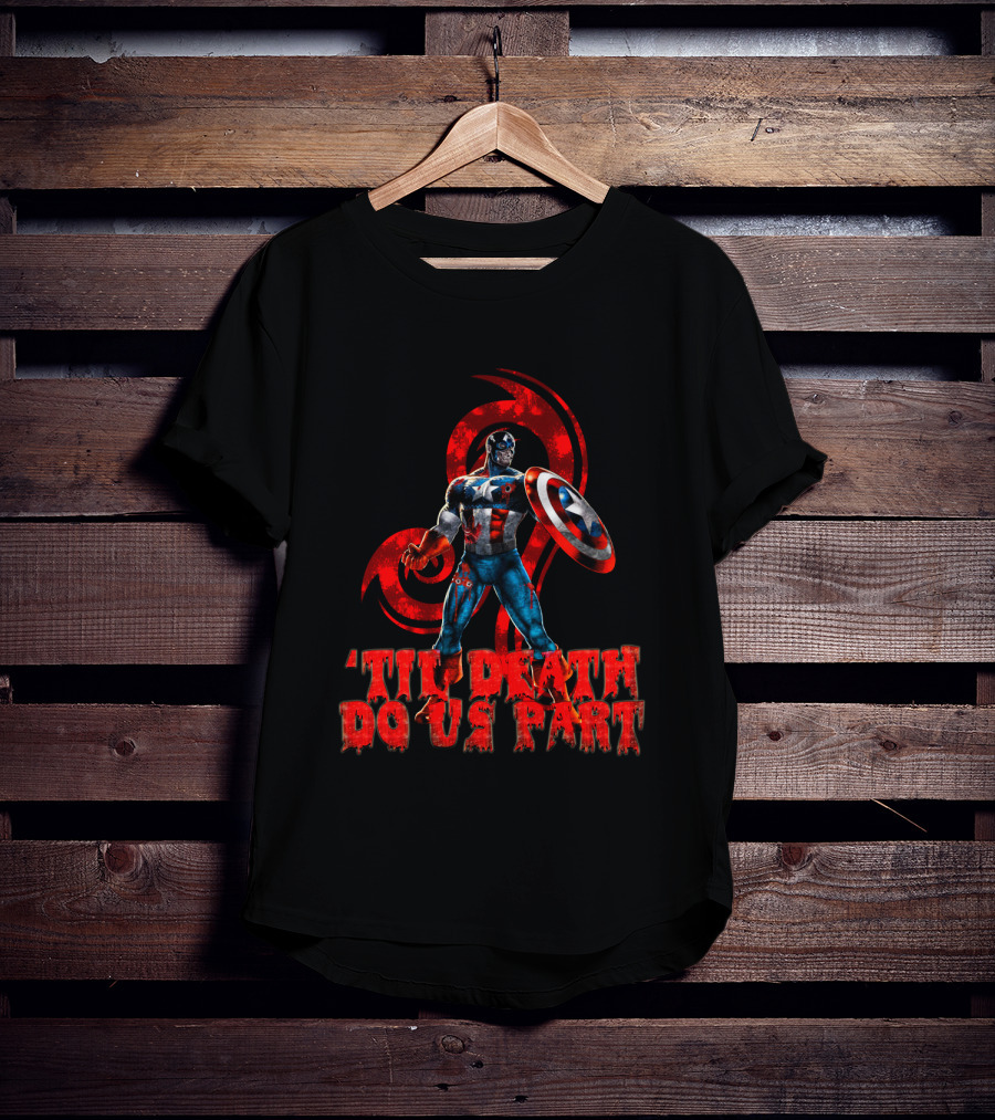 Captain America Til Death Do Us Part Marvel Red Grunge T-Shirt