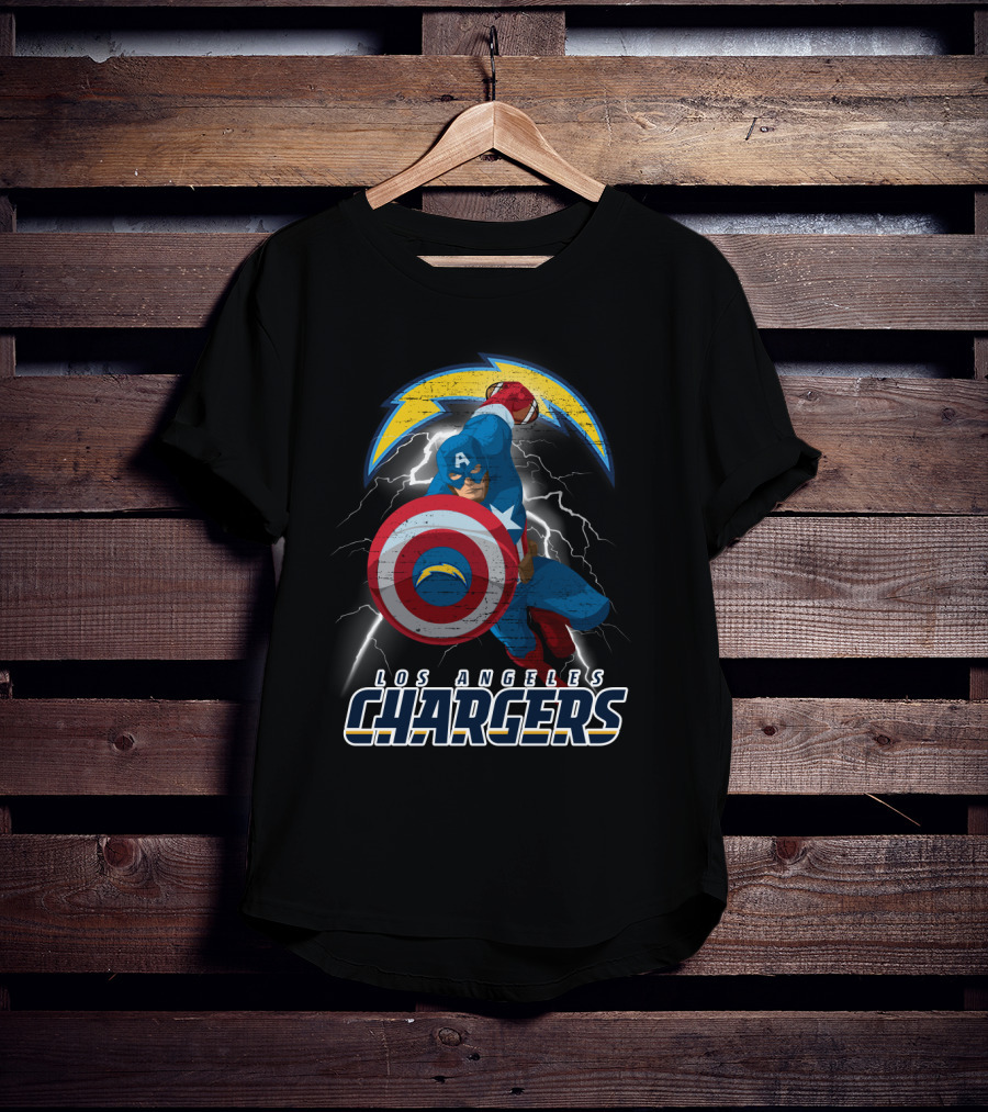Los Angeles Chargers Captain America Nfl Crossover T-Shirt