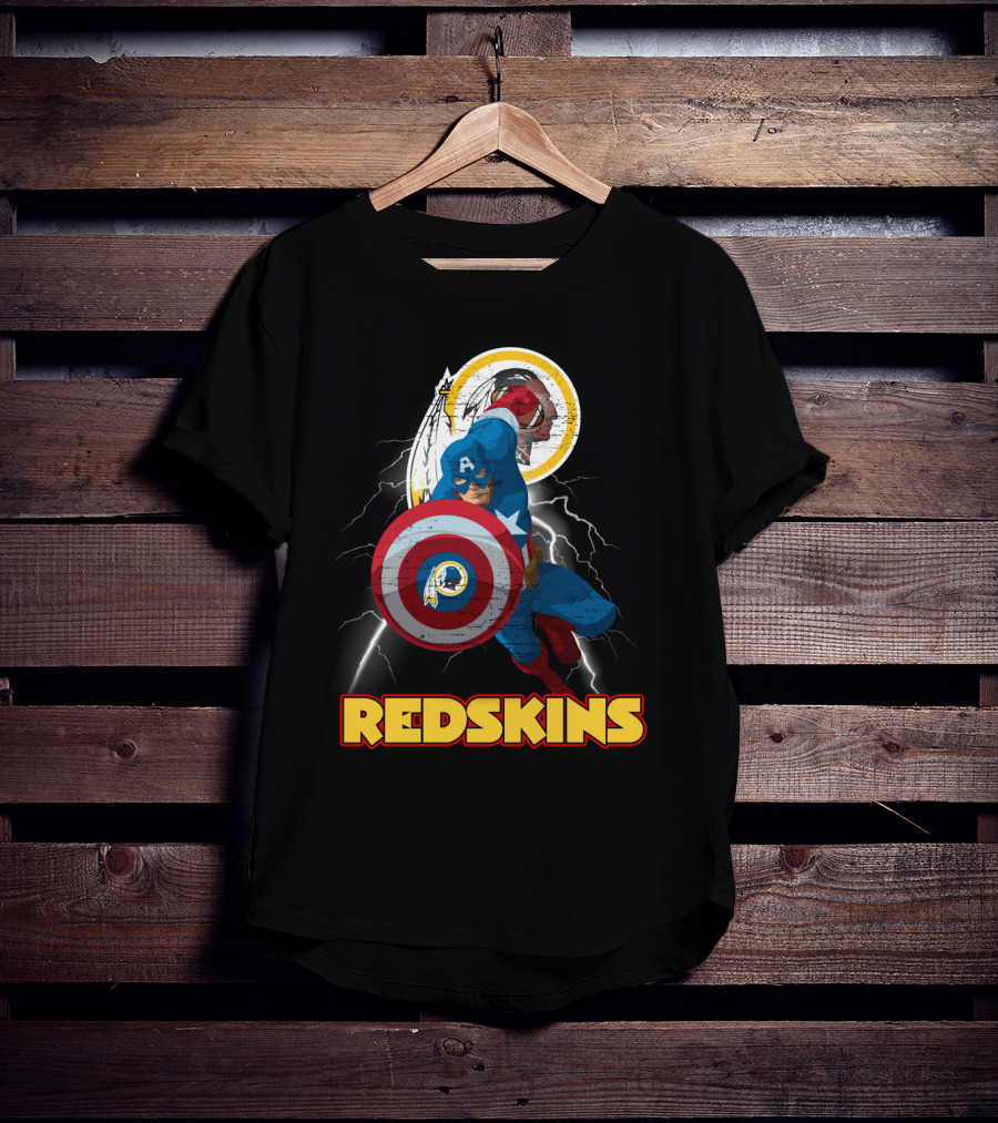 Captain America Redskins Nfl Lightning T-Shirt
