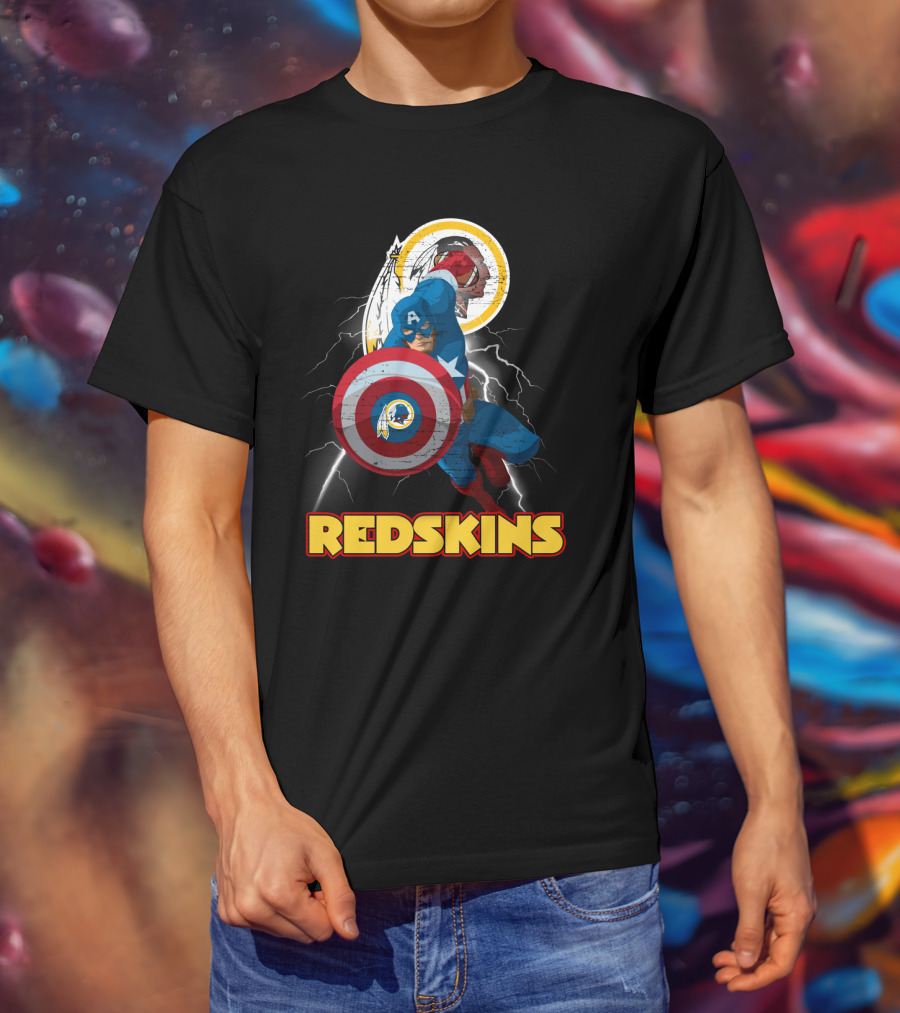 Captain America Redskins Nfl Lightning T-Shirt
