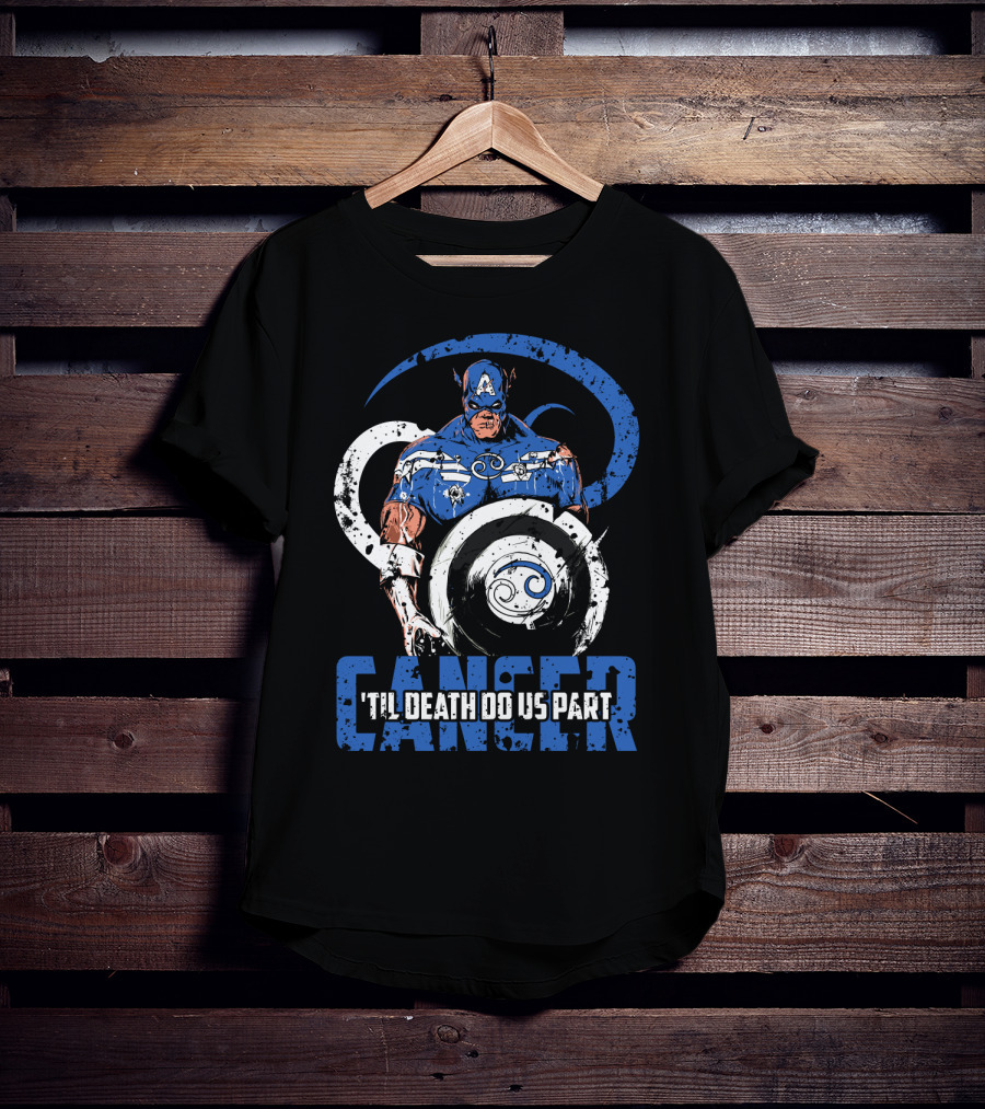Captain America Cancer Zodiac 'Til Death Do Us Part Marvel Fans T-Shirt