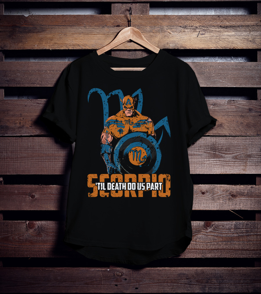 Captain America Scorpio Zodiac Hero 'Til Death Do Us Part Marvel Fans T-Shirt