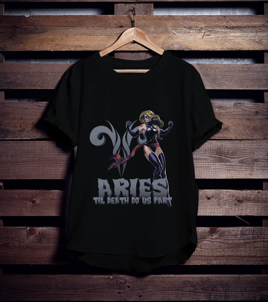 Captain Marvel Aries Til Death Do Us Part Marvel Fans T-Shirt