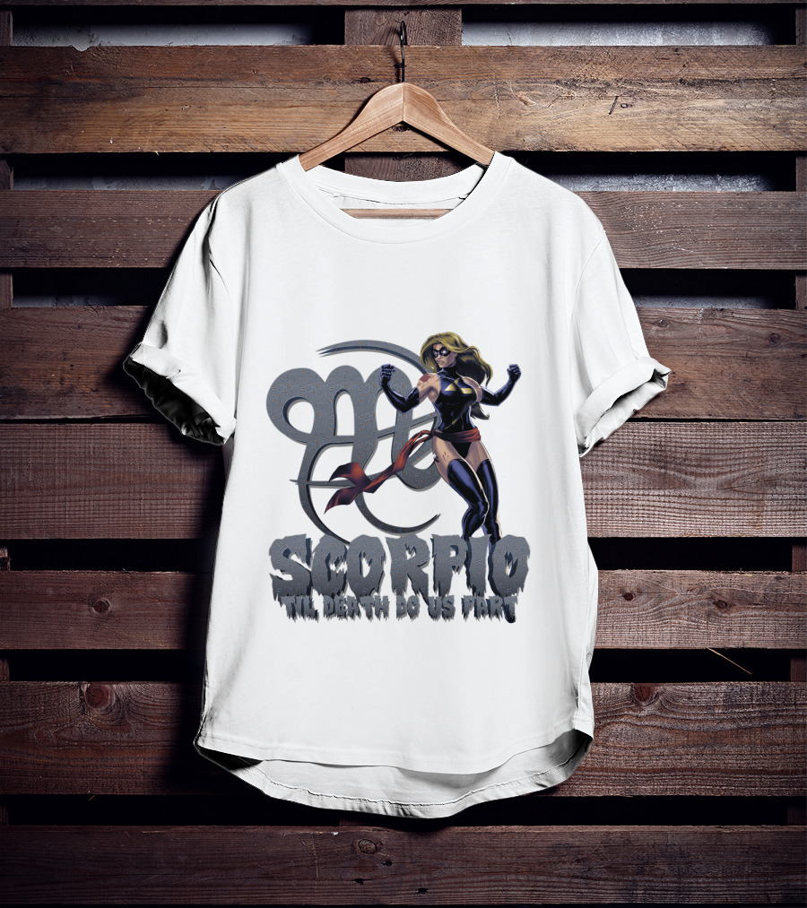Captain Marvel Scorpio Til Death Do Us Part T-Shirt