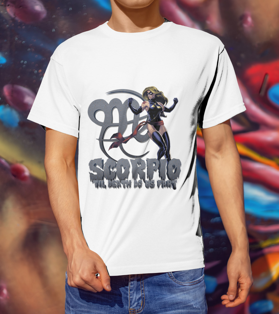 Captain Marvel Scorpio Til Death Do Us Part T-Shirt