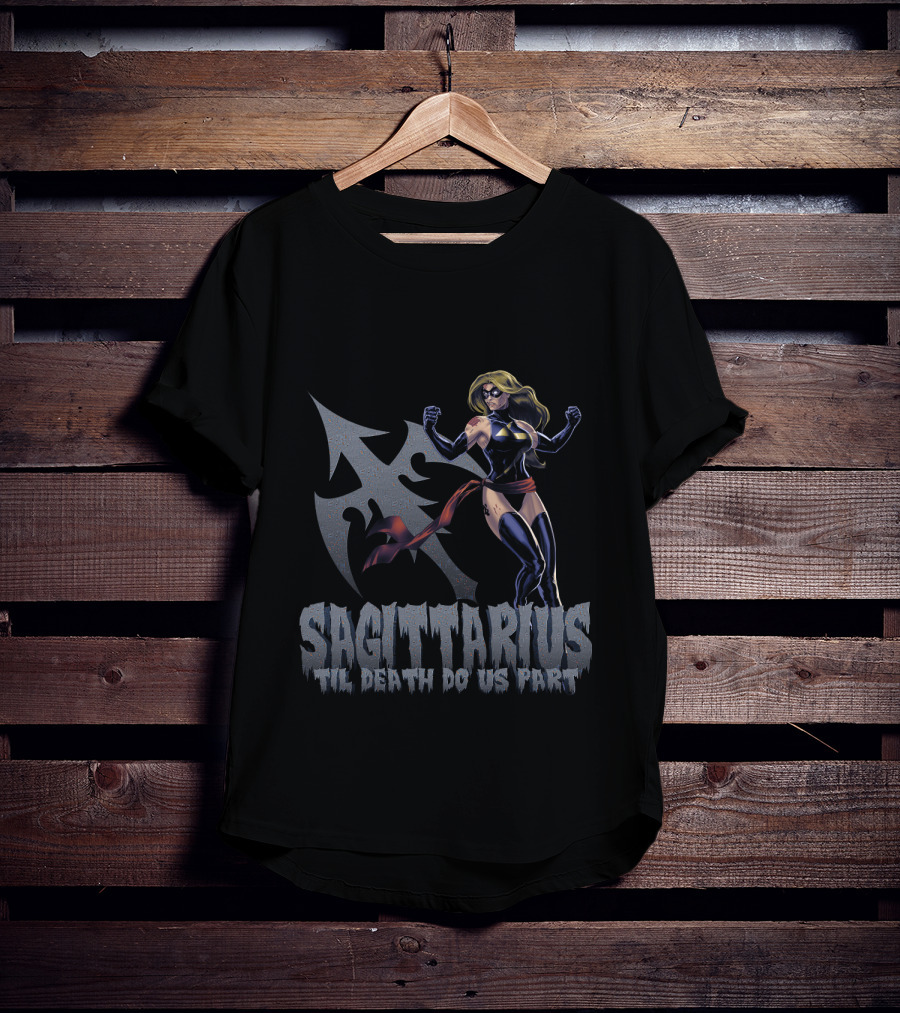 Sagittarius Til Death Do Us Part Captain Marvel Fans T-Shirt