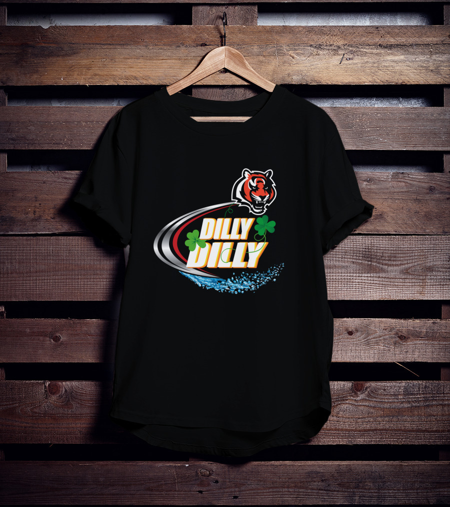 Dilly Dilly Cincinnati Bengals Tiger Logo Shamrocks Water Splash T-Shirt