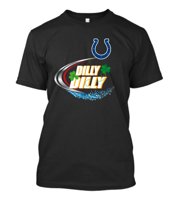 Dilly Dilly Indianapolis Colts Logo With Shamrocks And Splash Elements T-Shirt